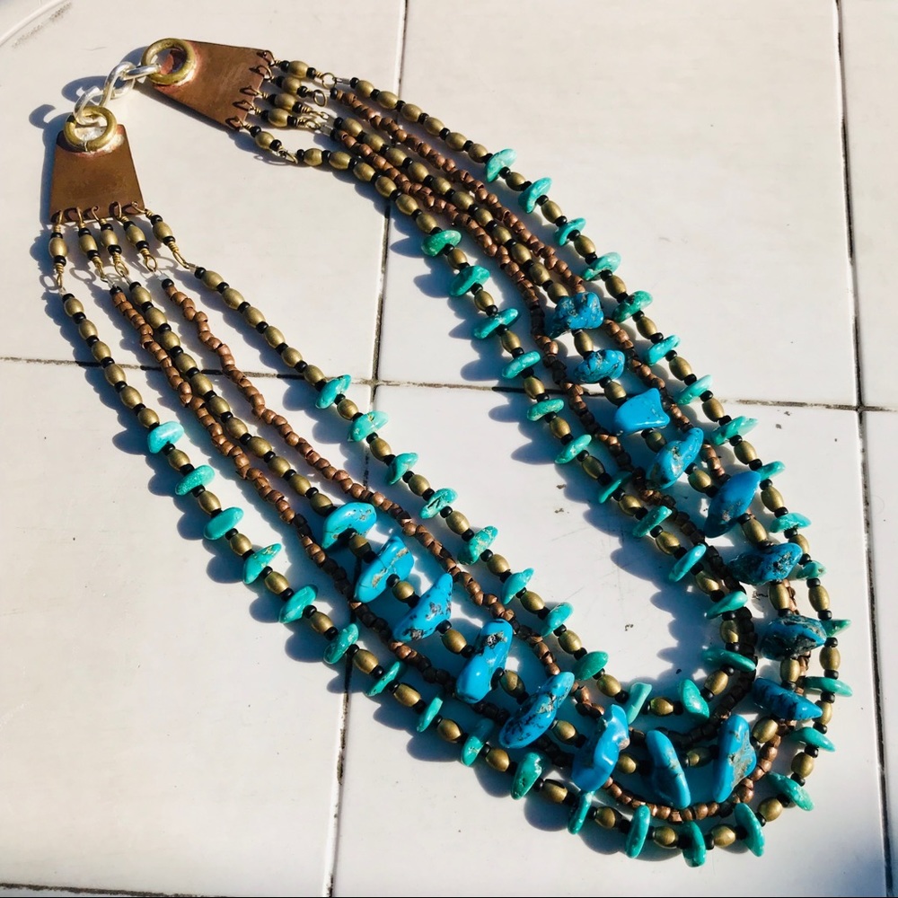Handmade Artisan Boho Turquoise Choker Necklace